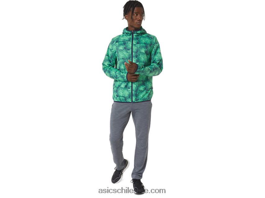 hombres Asics chaqueta plegable R8N4461050 tie dye verde/chaquetón