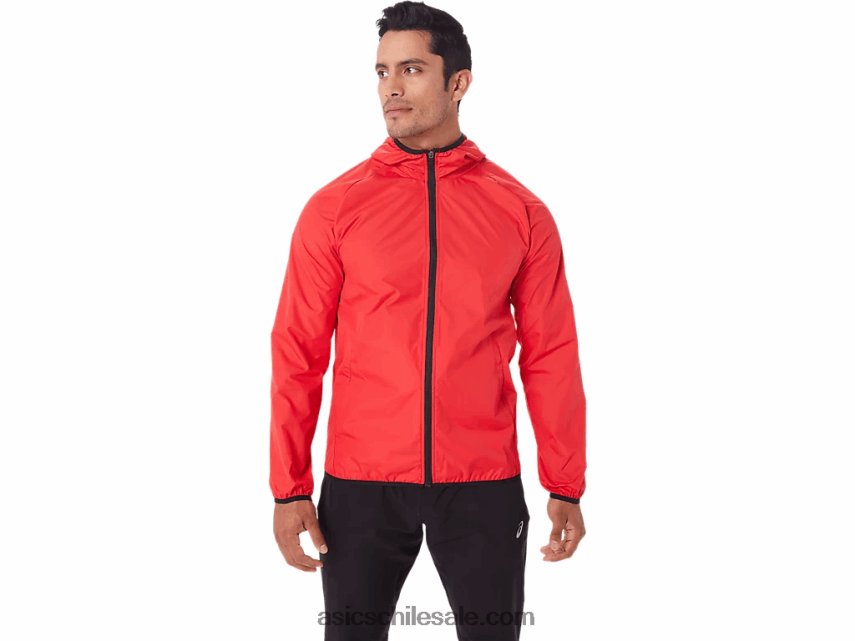 hombres Asics chaqueta plegable R8N4461822 rojo eléctrico/negro