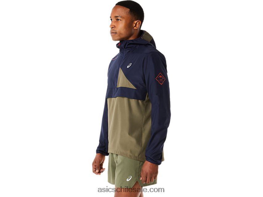 hombres Asics anorak fujitrail R8N4461136 medianoche/verde manto