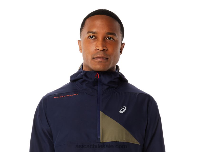 hombres Asics anorak fujitrail R8N4461136 medianoche/verde manto