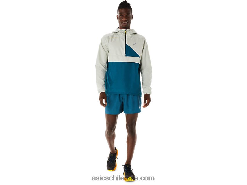 hombres Asics anorak fujitrail R8N446523 tinta verde azulado/salvia claro