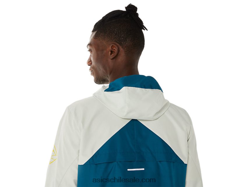 hombres Asics anorak fujitrail R8N446523 tinta verde azulado/salvia claro