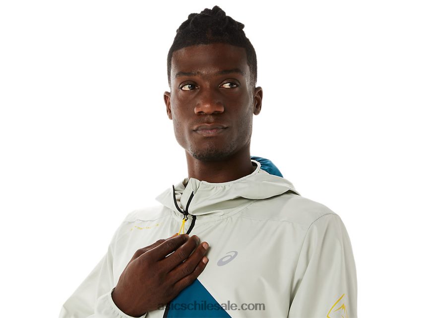 hombres Asics anorak fujitrail R8N446523 tinta verde azulado/salvia claro