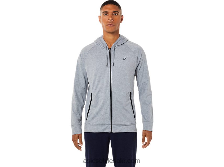 hombres Asics sudadera con cremallera completa R8N4461780 brezo de yeso