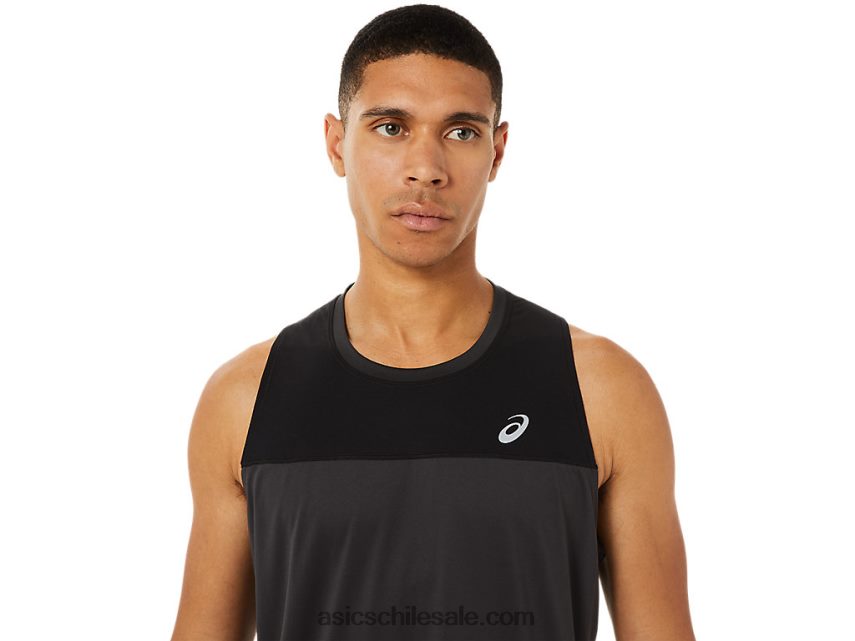 hombres Asics camiseta de carrera R8N4461393 rendimiento negro/gris grafito