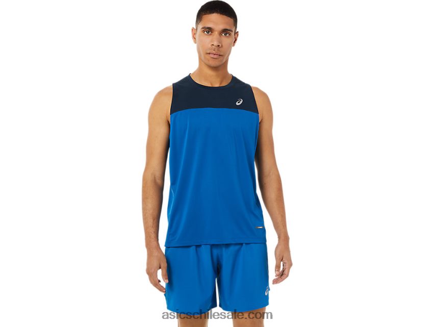 hombres Asics camiseta de carrera R8N4461404 unidad de azul francés/lago