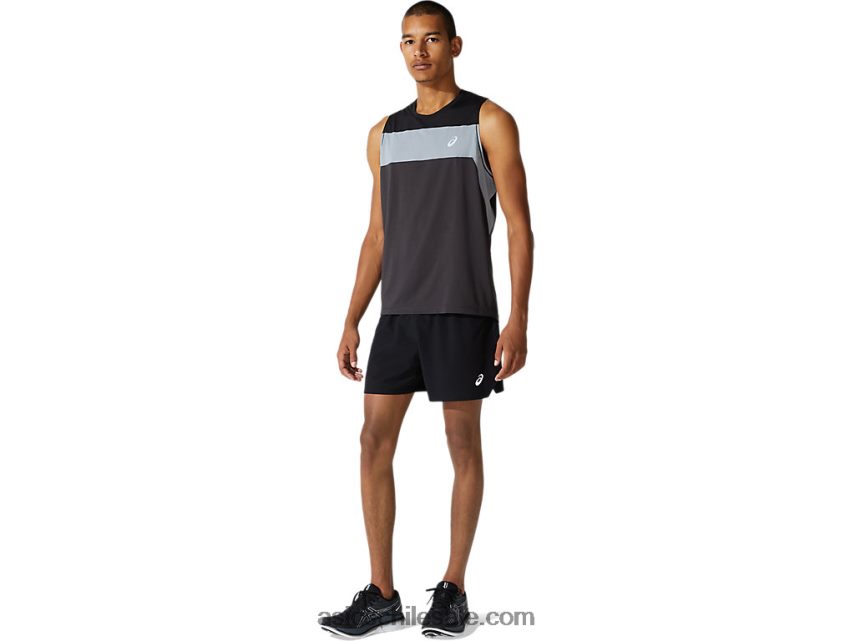 hombres Asics camiseta de carrera R8N4461982 gris grafito/negro rendimiento