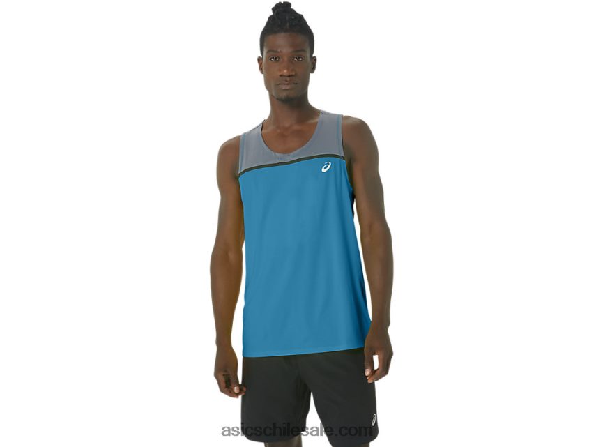 hombres Asics camiseta pr lyte R8N446196 isla azul