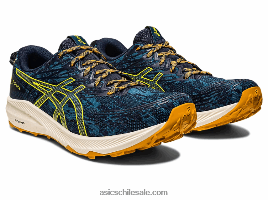 hombres Asics fuji lite 3 R8N446624 tinta verde azulado/amarillo dorado