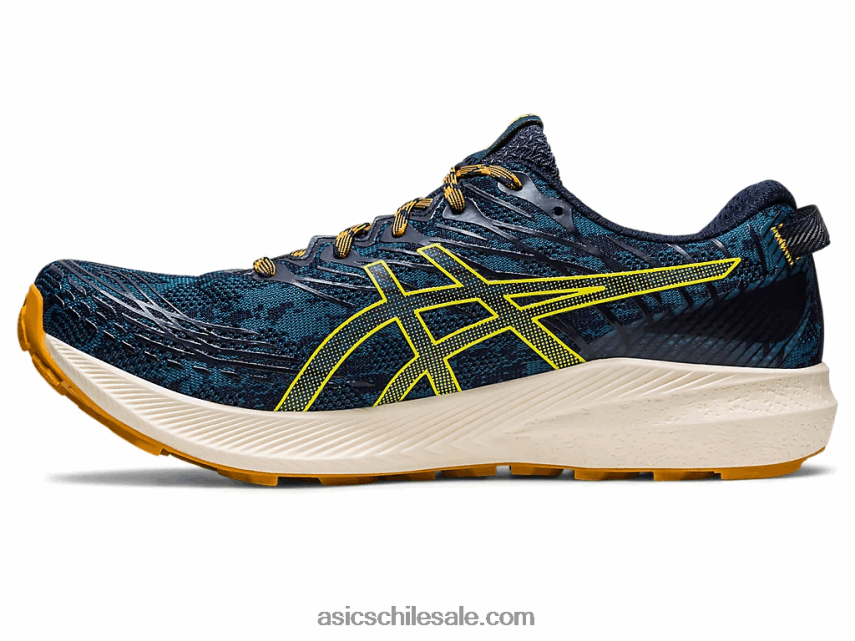 hombres Asics fuji lite 3 R8N446624 tinta verde azulado/amarillo dorado