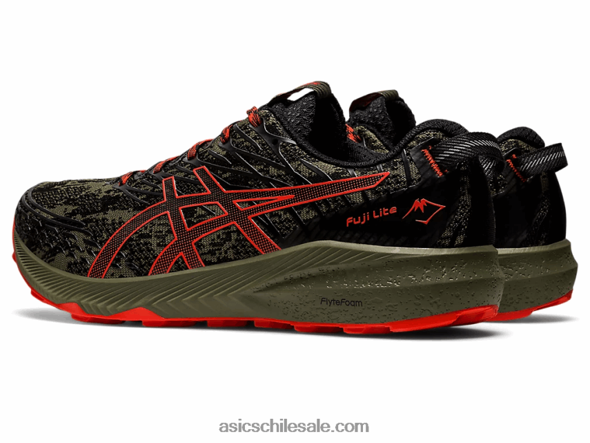 hombres Asics fuji lite 3 R8N446735 manto verde/tomate cherry