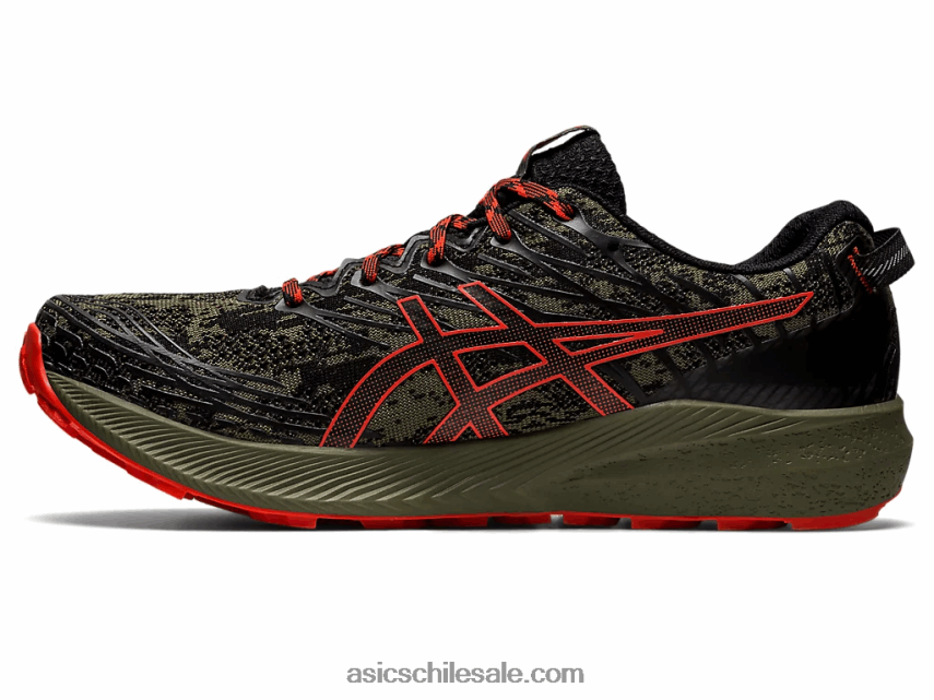 hombres Asics fuji lite 3 R8N446735 manto verde/tomate cherry