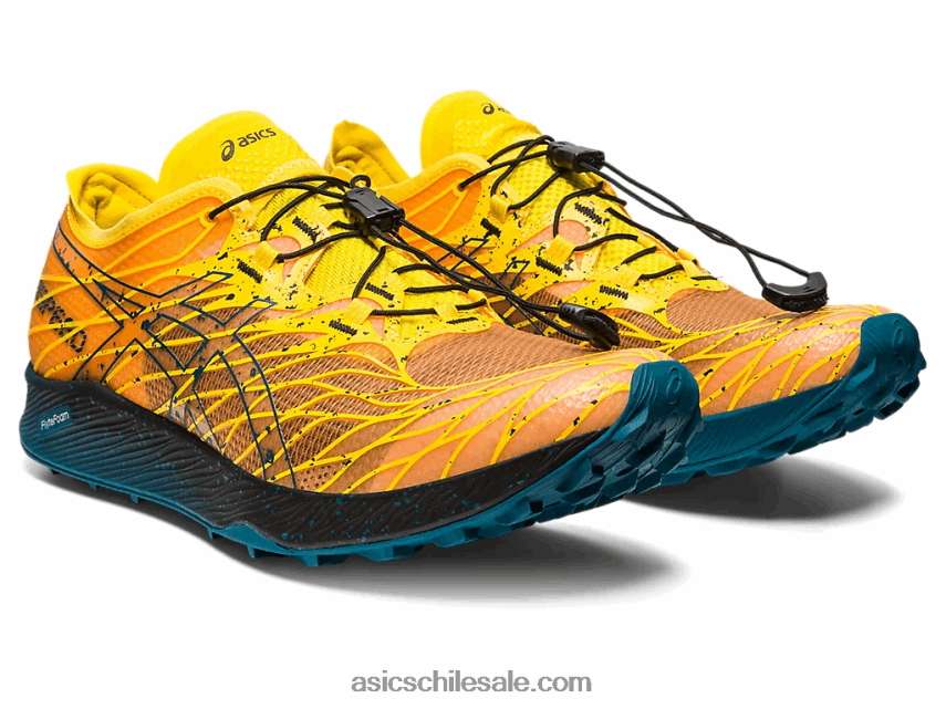 hombres Asics fujivelocidad R8N446636 amarillo dorado/verde azulado tinta
