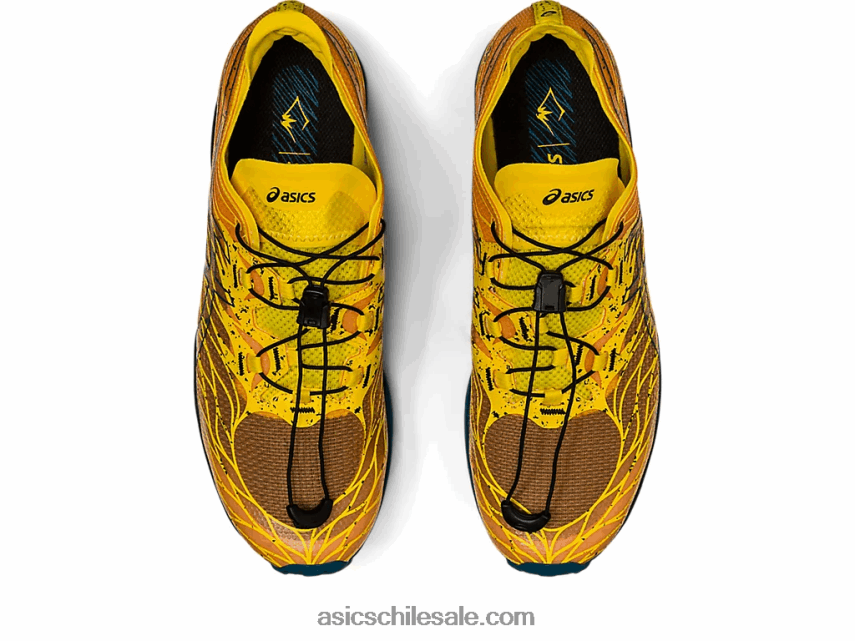 hombres Asics fujivelocidad R8N446636 amarillo dorado/verde azulado tinta
