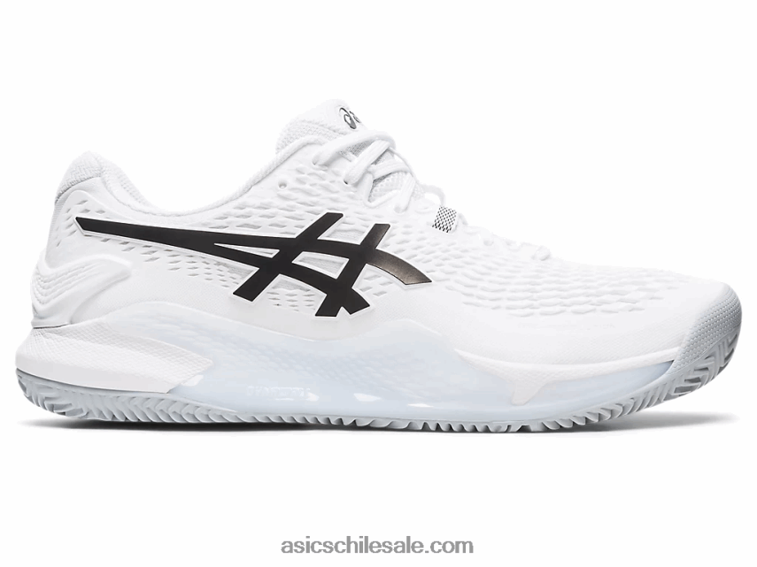 hombres Asics gel-resolución 9 arcilla R8N446401 blanco negro