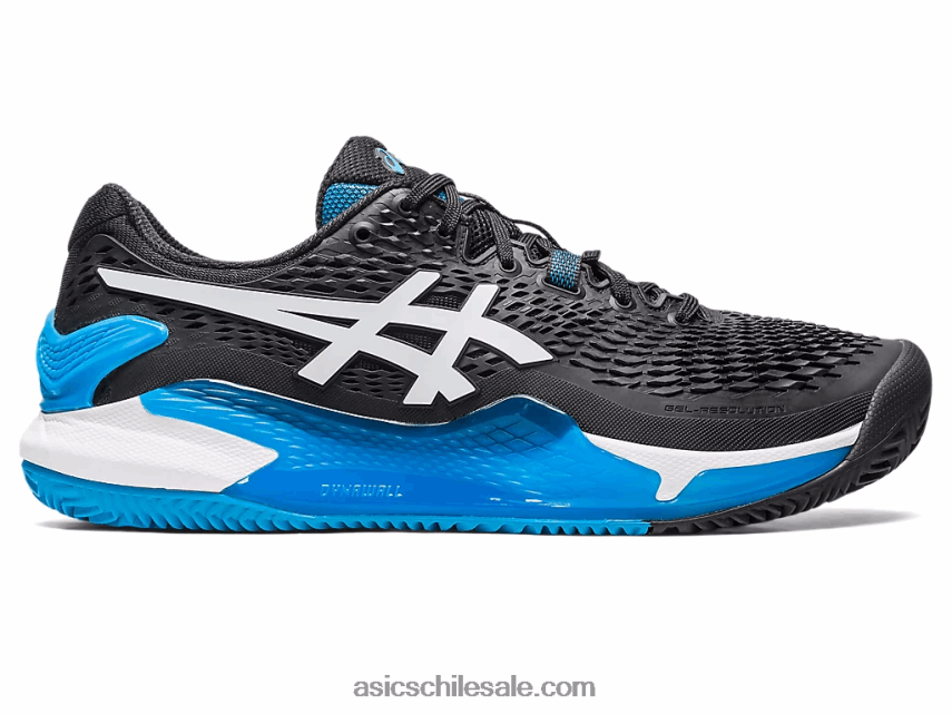 hombres Asics gel-resolución 9 arcilla R8N446405 blanco negro