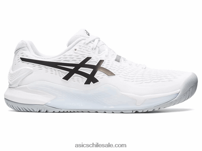 hombres Asics resolución de gel 9 R8N446354 blanco negro