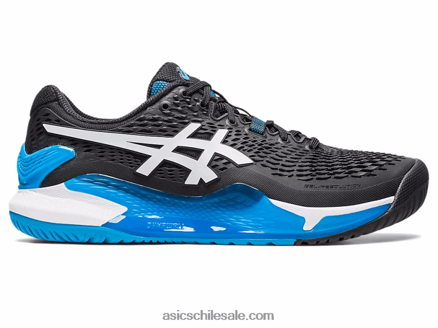 hombres Asics resolución de gel 9 R8N446355 blanco negro