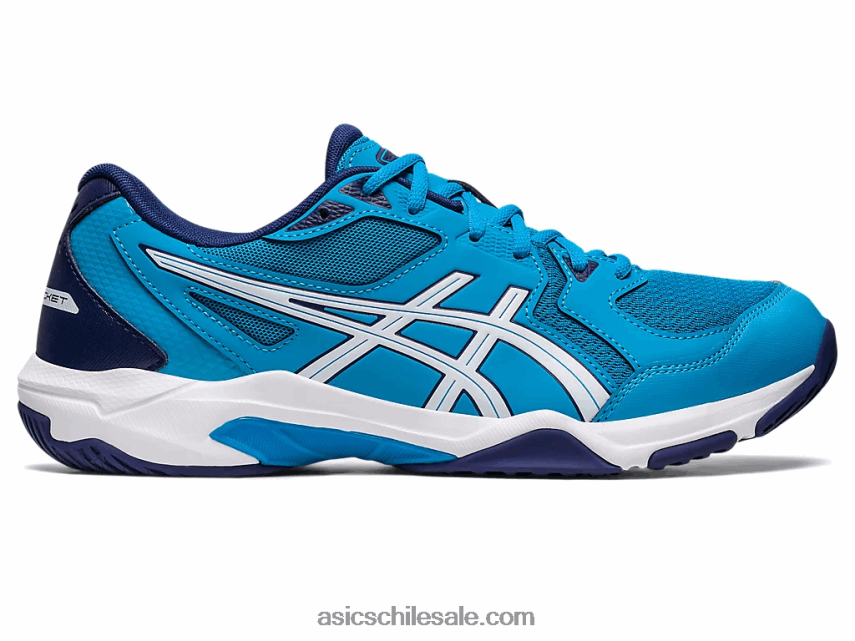 hombres Asics gel-cohete 10 de ancho R8N446415 isla azul/blanco