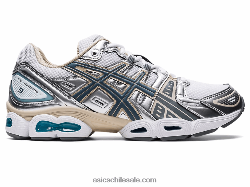 hombres Asics gel-nimbus 9 R8N4461000 blanco/gris acero