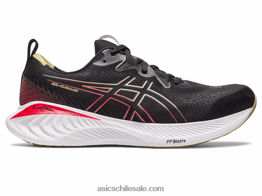 hombres Asics cúmulo de gel 25 R8N446123 negro/rojo eléctrico