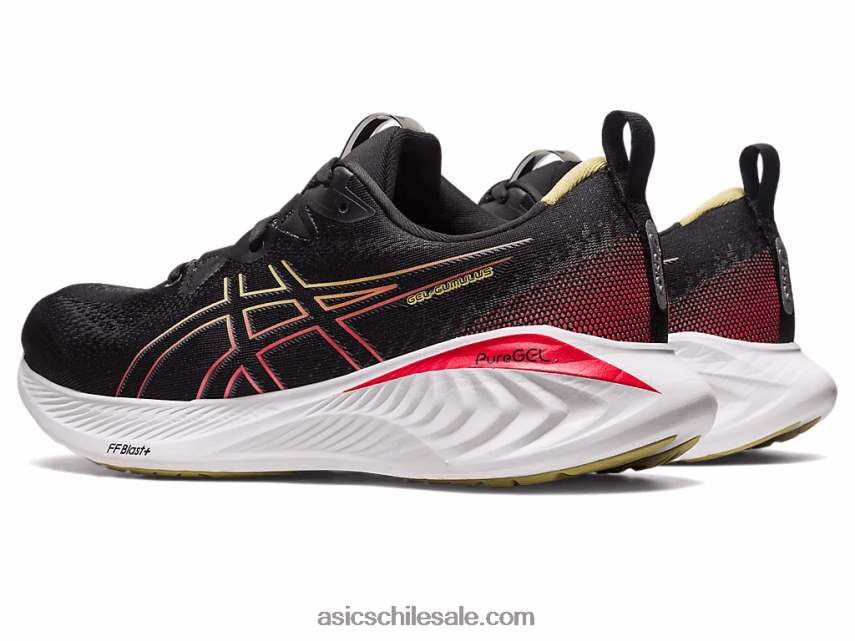 hombres Asics cúmulo de gel 25 R8N446123 negro/rojo eléctrico