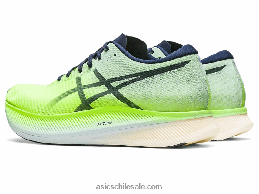hombres Asics cielo de metavelocidad R8N446256 peligro verde/cielo