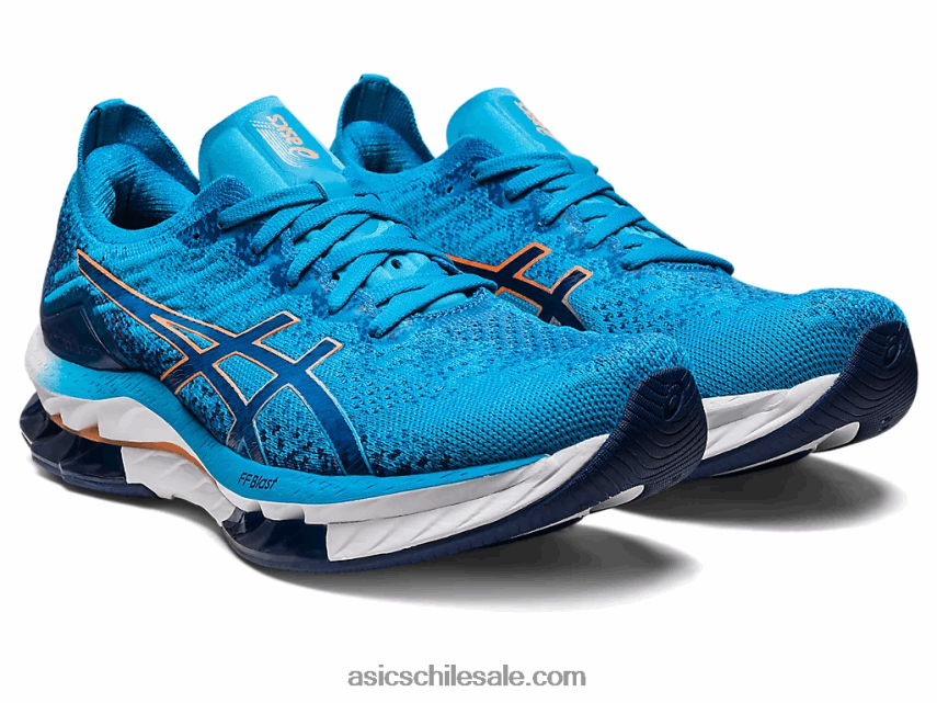 hombres Asics explosión de gel-kinsei R8N446511 azul isla/melocotón sol