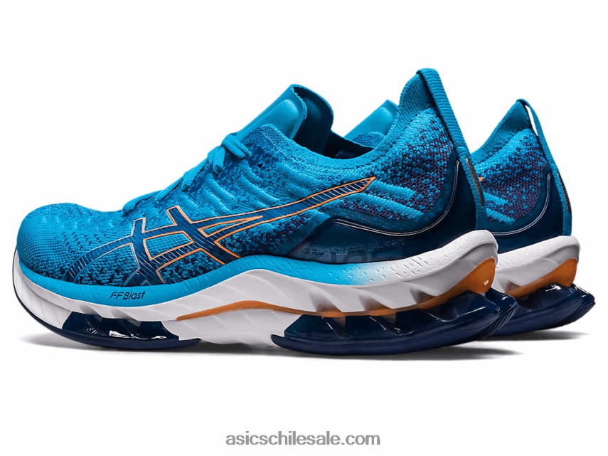 hombres Asics explosión de gel-kinsei R8N446511 azul isla/melocotón sol