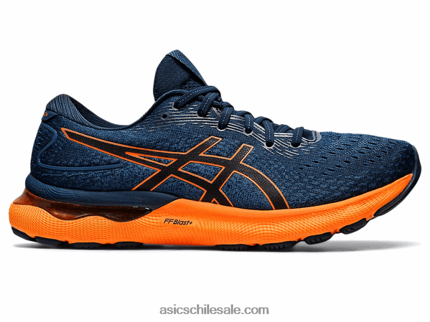 hombres Asics gel-nimbus 24 R8N4461550 azul francés/naranja impactante