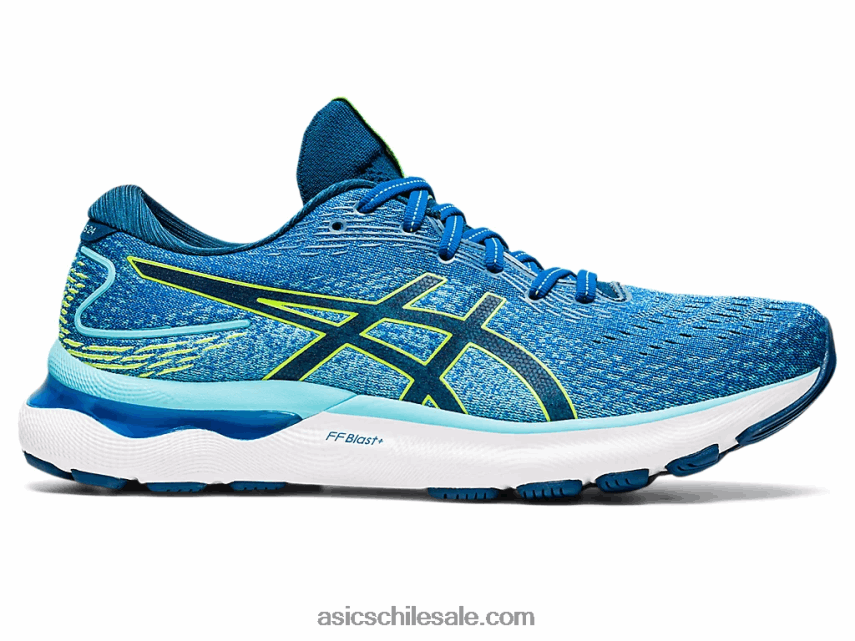 hombres Asics gel-nimbus 24 de ancho R8N4461467 unidad de lago/peligro verde