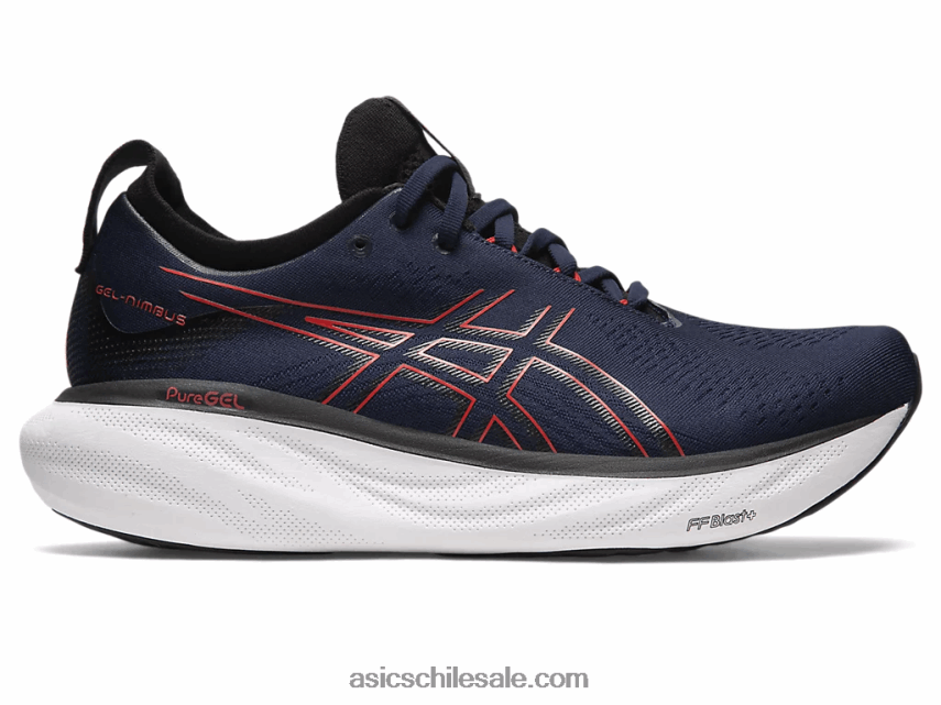 hombres Asics gel-nimbus 25 R8N446333 medianoche/rojo eléctrico