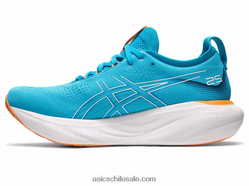 hombres Asics gel-nimbus 25 de ancho R8N446341 azul isla/melocotón sol