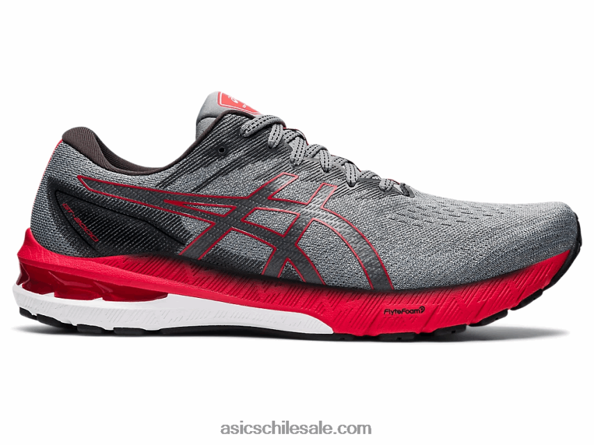 hombres Asics gt-2000 10 R8N4461646 gris medio/rojo eléctrico