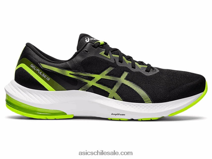 hombres Asics pulso de gel 13 R8N4461495 negro/verde peligro