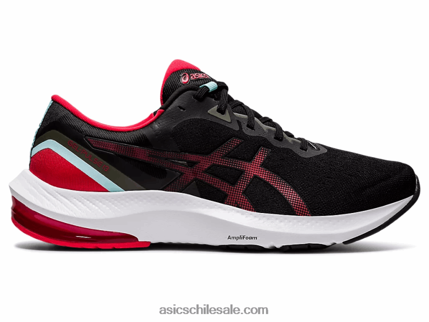 hombres Asics pulso de gel 13 R8N4461729 negro/rojo eléctrico