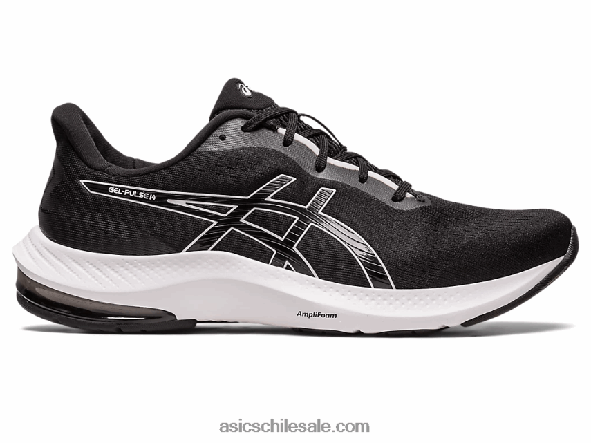 hombres Asics pulso de gel 14 R8N446560 blanco negro
