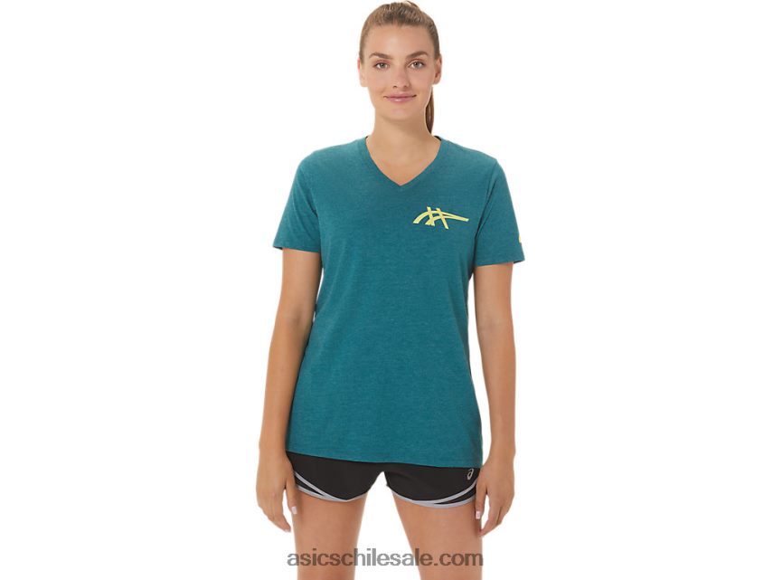 mujer Asics 1977 heritage americana con cuello en v R8N4462753 brezo de pino de terciopelo