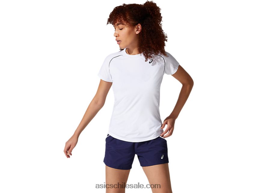 mujer Asics camiseta con ribetes R8N4463880 blanco brillante