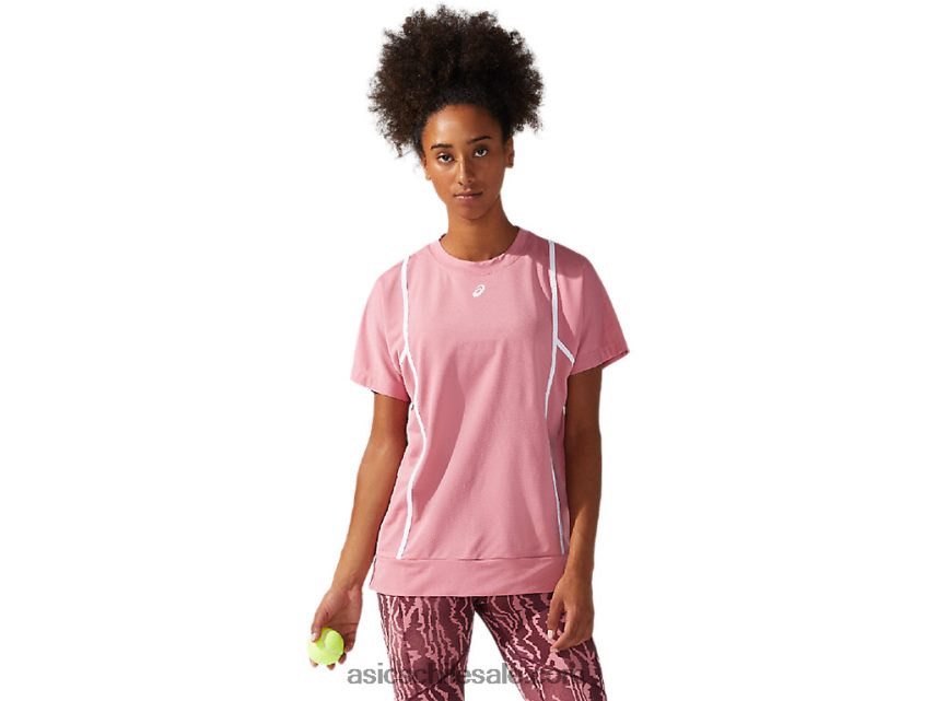 mujer Asics camiseta de manga corta new strong 92 R8N4463817 rosa ahumado/blanco brillante