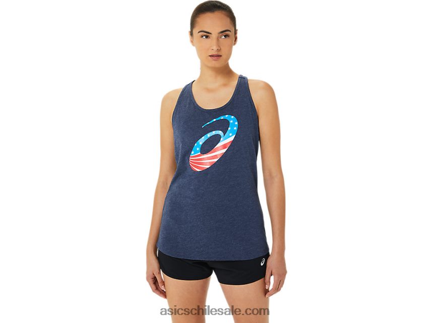 mujer Asics espiral una estrellas y rayas manga corta R8N4463186 brezo chaquetón