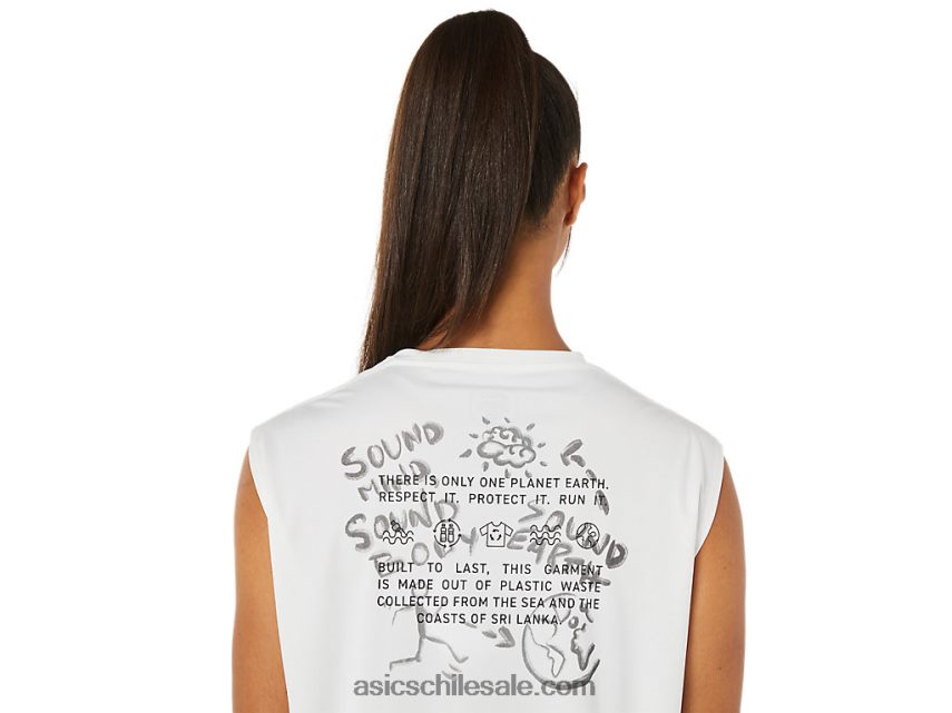 mujer Asics parte superior de residuos marinos R8N4463483 blanco natural