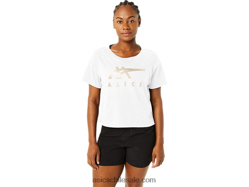 mujer Asics playera boxy de manga corta con rayas R8N4462718 blanco brillante