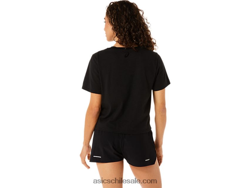 mujer Asics playera boxy de manga corta con rayas R8N4462815 rendimiento negro