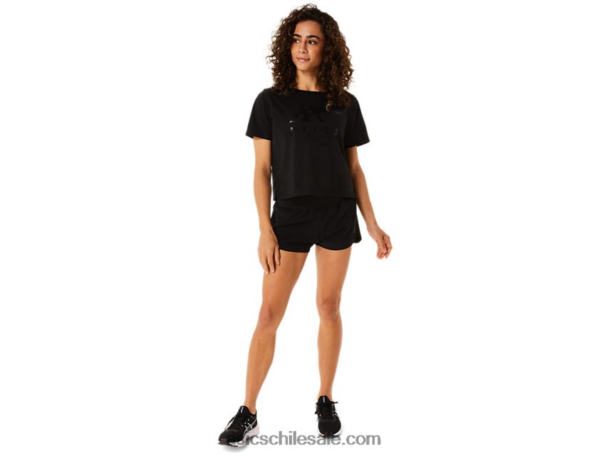 mujer Asics playera boxy de manga corta con rayas R8N4462815 rendimiento negro