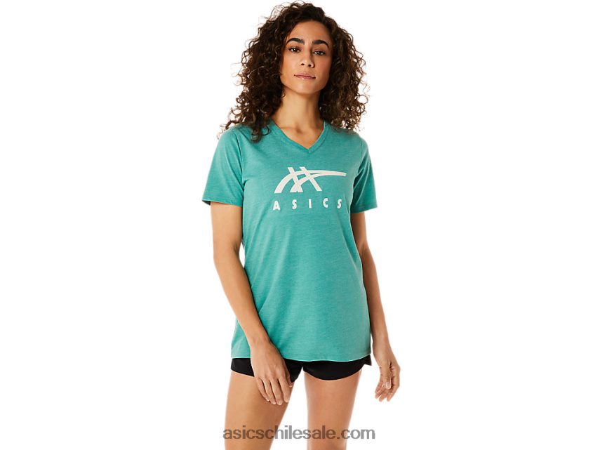 mujer Asics rayas con cuello en V R8N4462831 brezo sabio