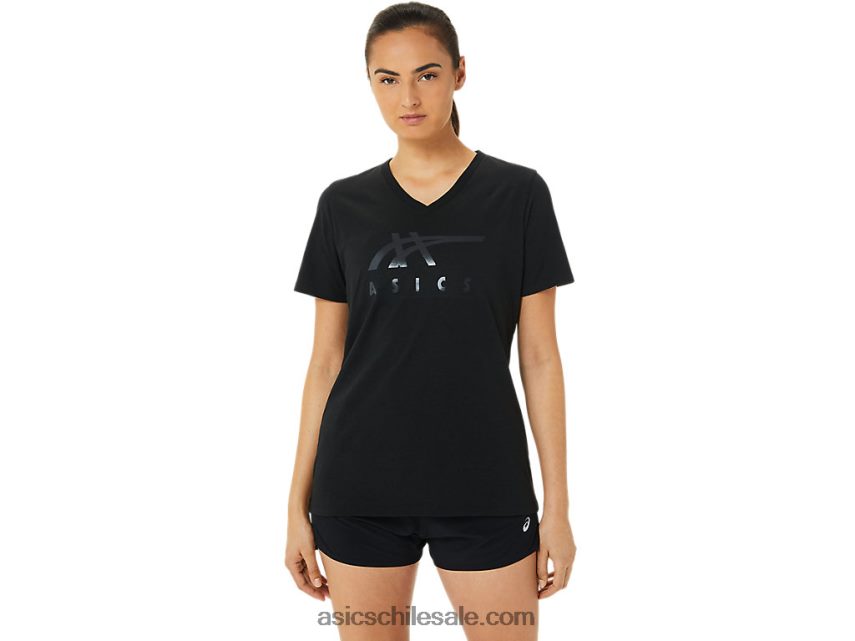 mujer Asics rayas con cuello en V R8N4463199 brillo negro