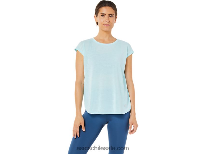 mujer Asics top de manga corta con abertura R8N4463369 azul claro