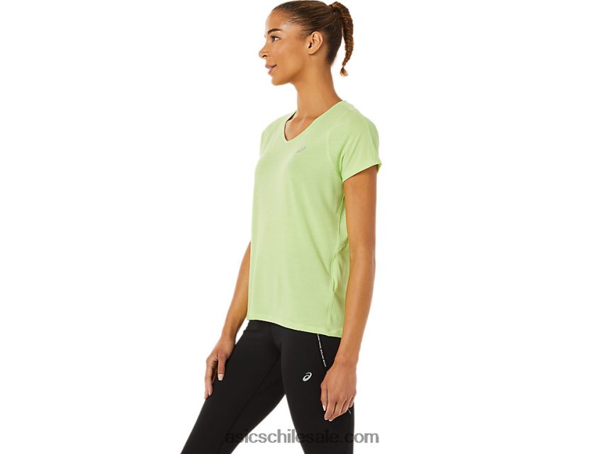 mujer Asics top de manga corta con cuello en V R8N4463370 verde lima