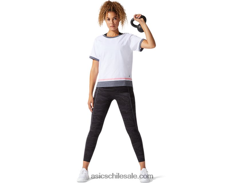 mujer Asics top de manga corta con diseño colour block R8N4463978 blanco brillante/pétalo de durazno